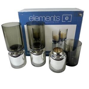 Vintage elements set of 3 mercury candle holders (1 broken)